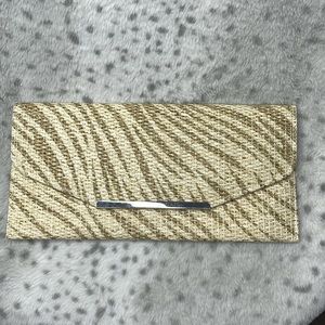 Cream & Tan Nine West Clutch w/Removable Chain